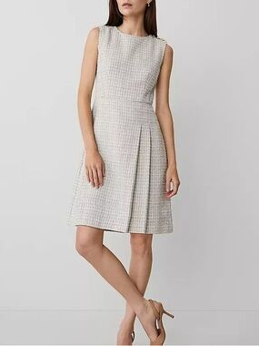 Ann Taylor Tweed Button Shoulder Sheath Dress - Pebble Grey Heather NWT